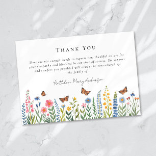 Cartão De Agradecimento Watercolor Wildflower Sympathy Funeral