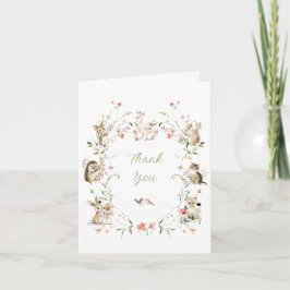 Cartão De Agradecimento Watercolor Wildflower Woodland Animals Baby Shower