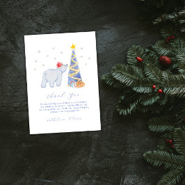 Cartão De Agradecimento Watercolor Winter Santa Polar Bear Baby Shower 