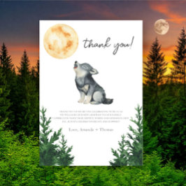 Cartão De Agradecimento Watercolor Wolf Baby Shower Thank you