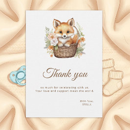 Cartão De Agradecimento Watercolor Woodland Fox Florals Flat