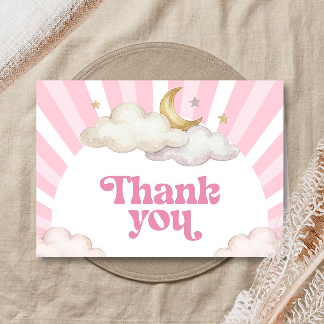 Cartão De Agradecimento We are Over the Moon Baby Shower (Over the Moon Baby Shower Thank You Card)