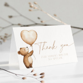 Cartão De Agradecimento We Can Bearly Wait Baby Shower Beige Thank You