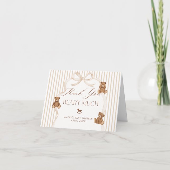 Cartão De Agradecimento We Can Bearly Wait Elegant Baby Shower (Frente)