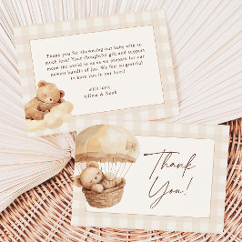Cartão De Agradecimento We Can Bearly Wait Gingham Teddy Bear Baby Shower