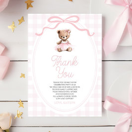 Cartão De Agradecimento We Can Bearly Wait Pink Teddy Bear Baby Shower
