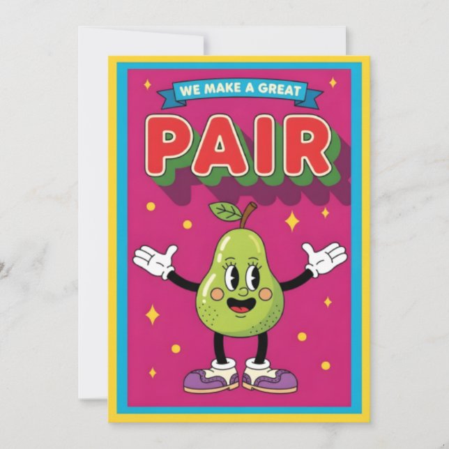 Cartão De Agradecimento We Make a Great Pair fun fruit lover kawaii pear (Frente)