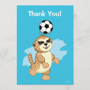 Cartão De Agradecimento Webkinz Meerkat que joga o futebol