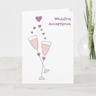 Cartão De Agradecimento Wedding acceptance simple champagne toast card