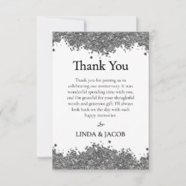 Cartão De Agradecimento Wedding Anniversary Silver Faux Glitter 