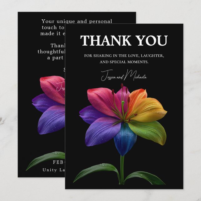 Cartão De Agradecimento 🌈 Wedding budget (Frente/Verso)