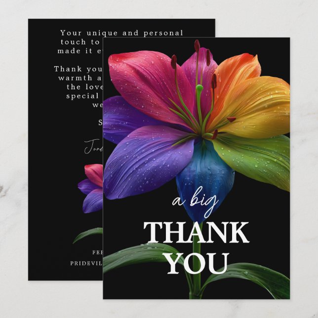 Cartão De Agradecimento 🌈 Wedding budget  (Frente/Verso)