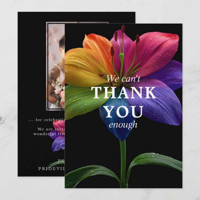 Cartão De Agradecimento 🌈 Wedding budget  with photo (Frente/Verso)