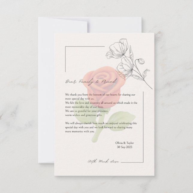 Cartão De Agradecimento Wedding card (Frente)