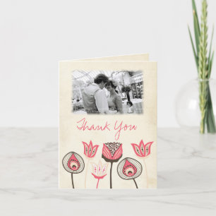 Cartão De Agradecimento Wedding Coral Chocolate Ivory Funky Thank You Card