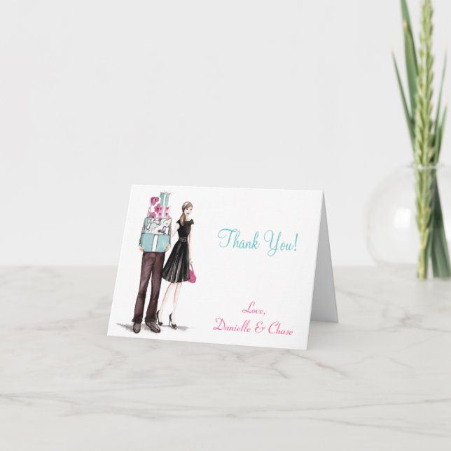 Cartão De Agradecimento Wedding Couples His & Hers Shower Thank You Cards (Frente)