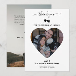 Cartão De Agradecimento Wedding Heart Photo Couple Pet Dog My Humans