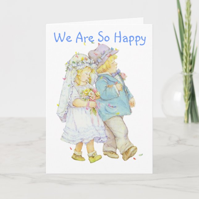 Cartão De Agradecimento Wedding Invite From Children For Bride and Groom (Frente)