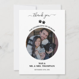 Cartão De Agradecimento Wedding Modern Photo Couple Pet Dog My Humans