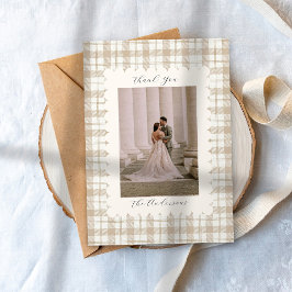 Cartão De Agradecimento Wedding Photo Guest Appreciation Gingham
