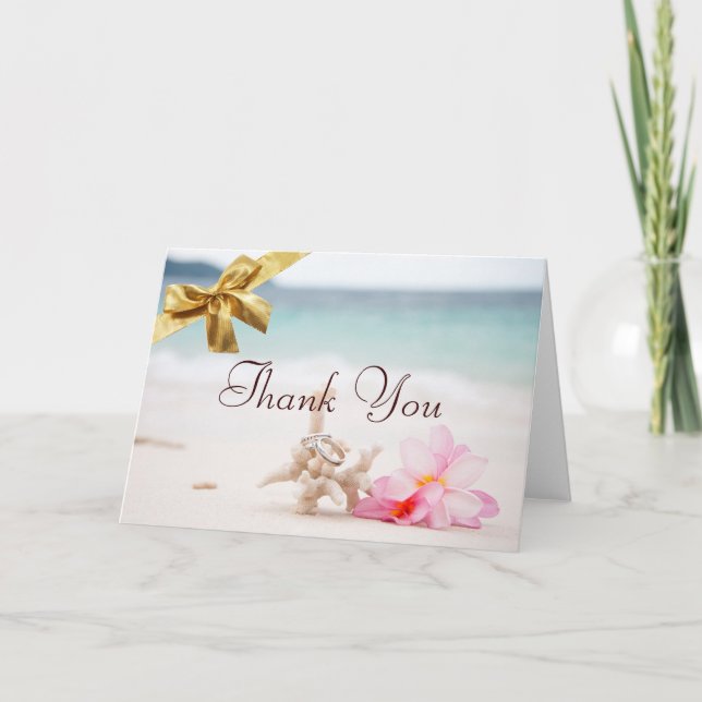 Cartão De Agradecimento Wedding Rings On The Beach Thank You Card (Frente)