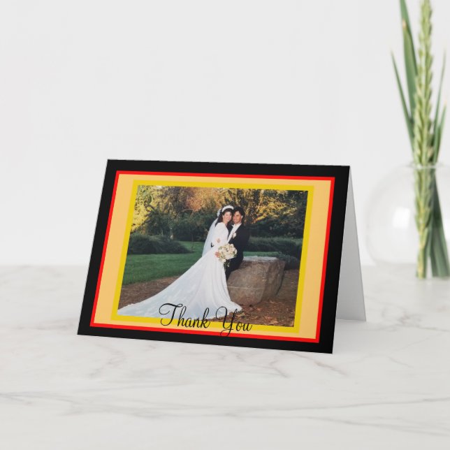 Cartão De Agradecimento Wedding Sunset Red Orange Photo Thank You Card (Frente)