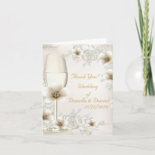 Cartão De Agradecimento Wedding Thank You Blossoms Sepia Cream Roses