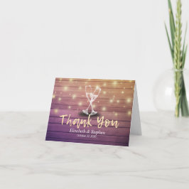 Cartão De Agradecimento Wedding Thank You Champagne Glasses Wood Lights