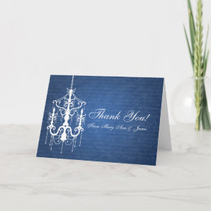 Cartão De Agradecimento Wedding "Thank you" Chandelier Blue