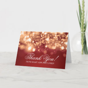 Cartão De Agradecimento Wedding "Thank you" Sparkling Lights Gold