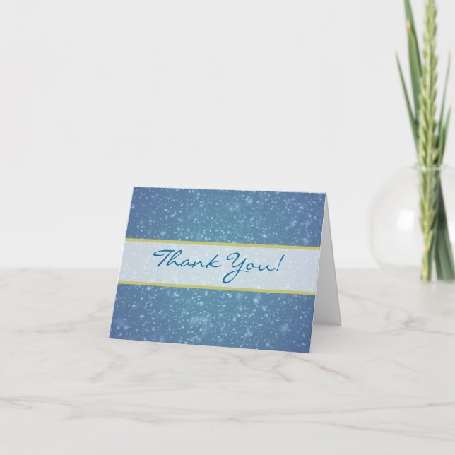 Cartão De Agradecimento Wedding Thank You Wintery Glittering Snow (Frente)