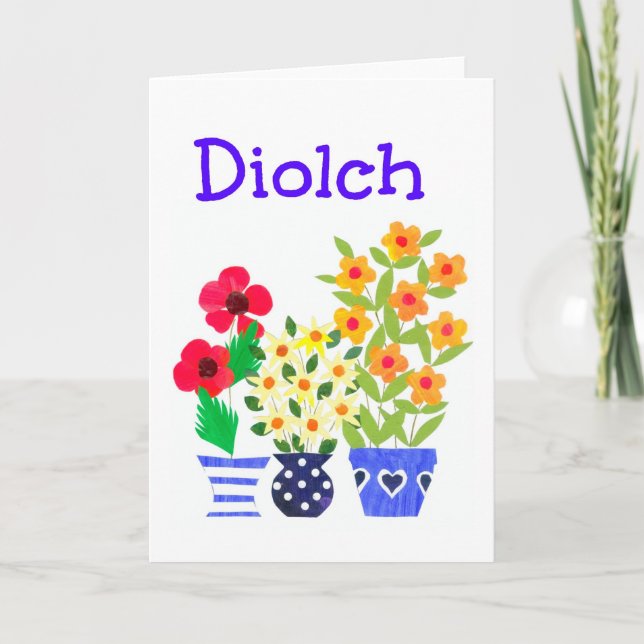 Cartão De Agradecimento Welsh Greeting: Flower Power Thank You Card (Frente)