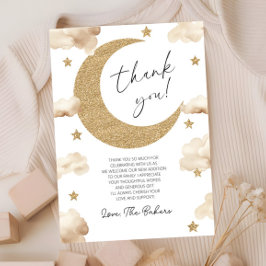 Cartão De Agradecimento We're Over The Moon Boho Celestial Baby Shower