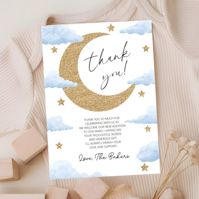 Cartão De Agradecimento We're Over The Moon Boho Celestial Baby Shower (Criador carregado)