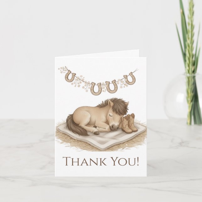 Cartão De Agradecimento Western Baby Shower (Frente)