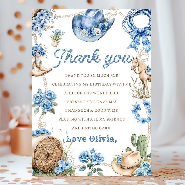 Cartão De Agradecimento Western Cowboy Birthday Party Thank You Card (Criador carregado)