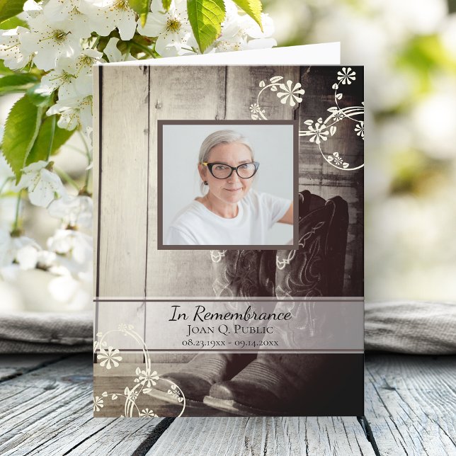 Cartão De Agradecimento Western Cowboy Boots Simpatia Memorial Funeral (Criador carregado)