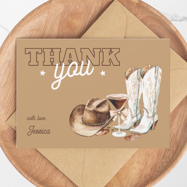 Cartão De Agradecimento Western Cowgirl Dirty Thirty 30th Birthday Party (Western Cowgirl Dirty Thirty 30th Birthday Party Thank You Card)