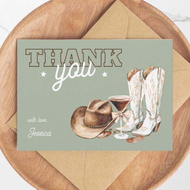 Cartão De Agradecimento Western Cowgirl Green Dirty Thirty 30th Birthday (Western Cowgirl Green Dirty Thirty 30th Birthday Thank You Card)