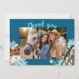 Cartão De Agradecimento Western Horse Birthday Thank You Card – Navy