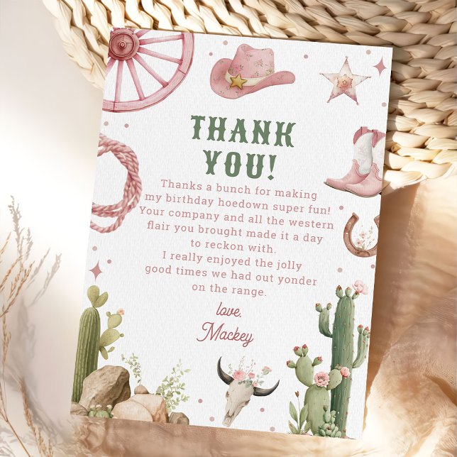 Cartão De Agradecimento Western Rodeo Cowgirl Birthday (Criador carregado)