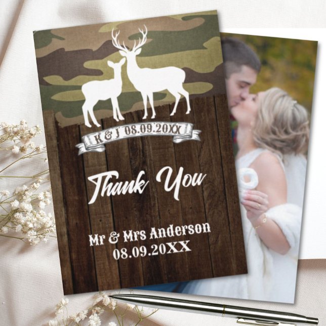 Cartão De Agradecimento Western The Hunt Está Sobre A Foto De Casamento (Western The Hunt Is Over Wedding Photo Thank You Card)