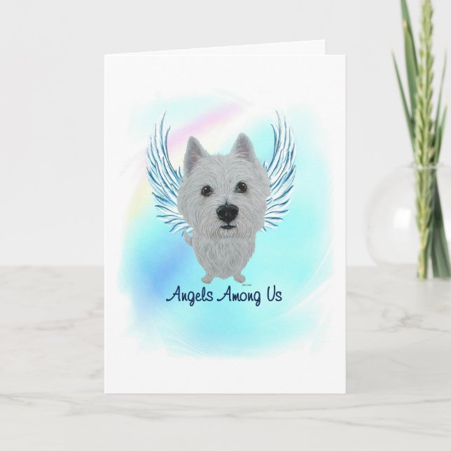 Cartão De Agradecimento Westie Angel Dog Pet Loss Sympathy Card (Frente)