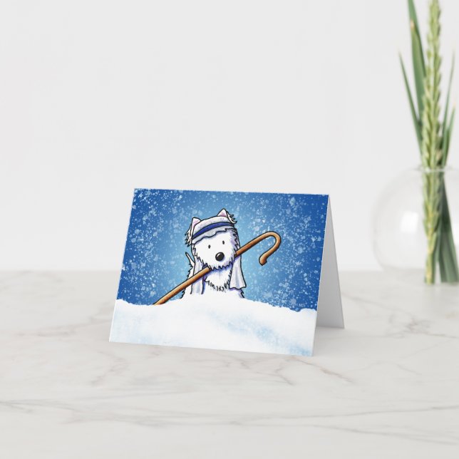 Cartão De Agradecimento Westie Terrier Shepherd Christmas Note Card (Frente)