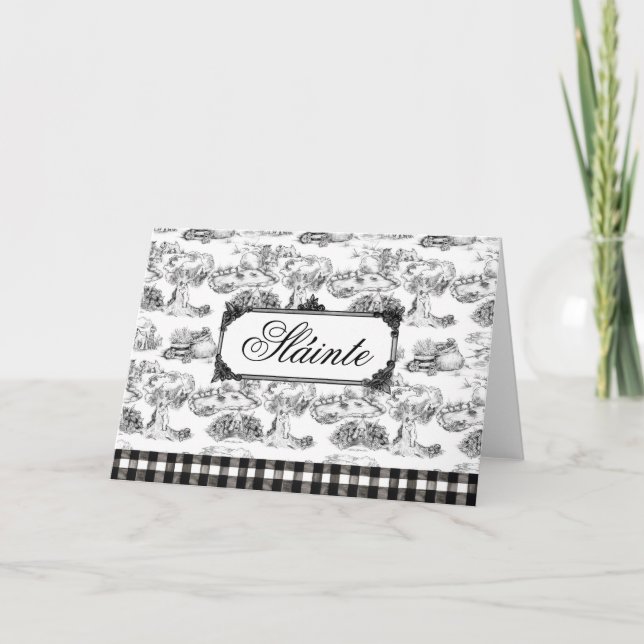 Cartão De Agradecimento WHEATEN Terrier Black Toile "Sláinte" Gaélico (Frente)