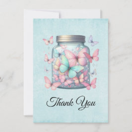 Cartão De Agradecimento Whimsical Butterflies in a Jar