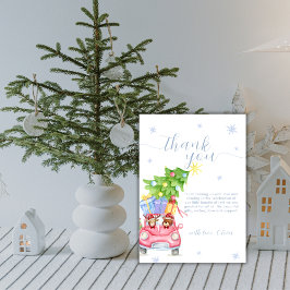 Cartão De Agradecimento Whimsical Cold Outside Reindeer Bear Baby Shower 