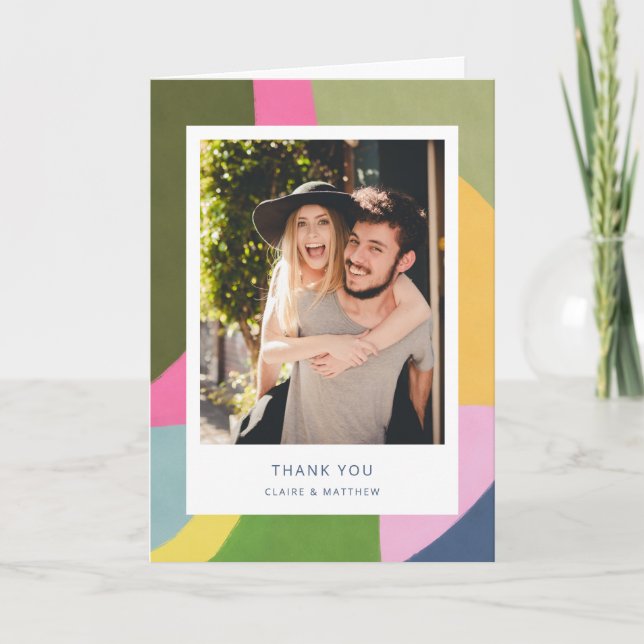 Cartão De Agradecimento Whimsical Colorful Abstract Photo Couple  (Frente)
