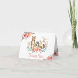 Cartão De Agradecimento Whimsical Cute Floral Woodland Animals Birthday