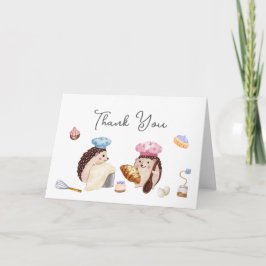 Cartão De Agradecimento Whimsical Cute Hedgehog Chef Baker Baby Shower 